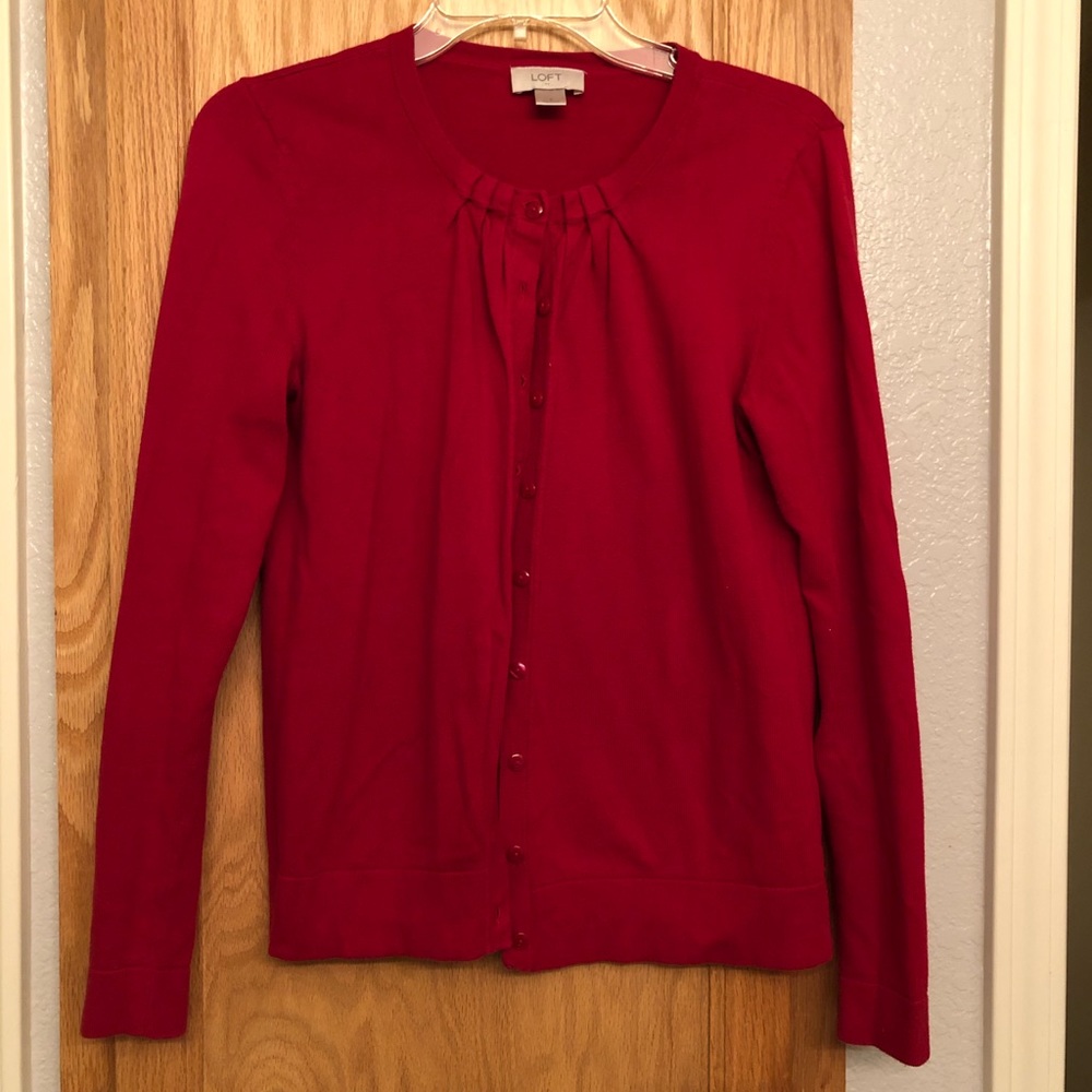 Red long sleeve cardigan